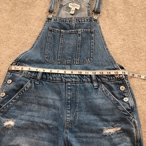 Arizona Jean Co. Denim Distressed Overalls Size Medium - Picture 5 of 10